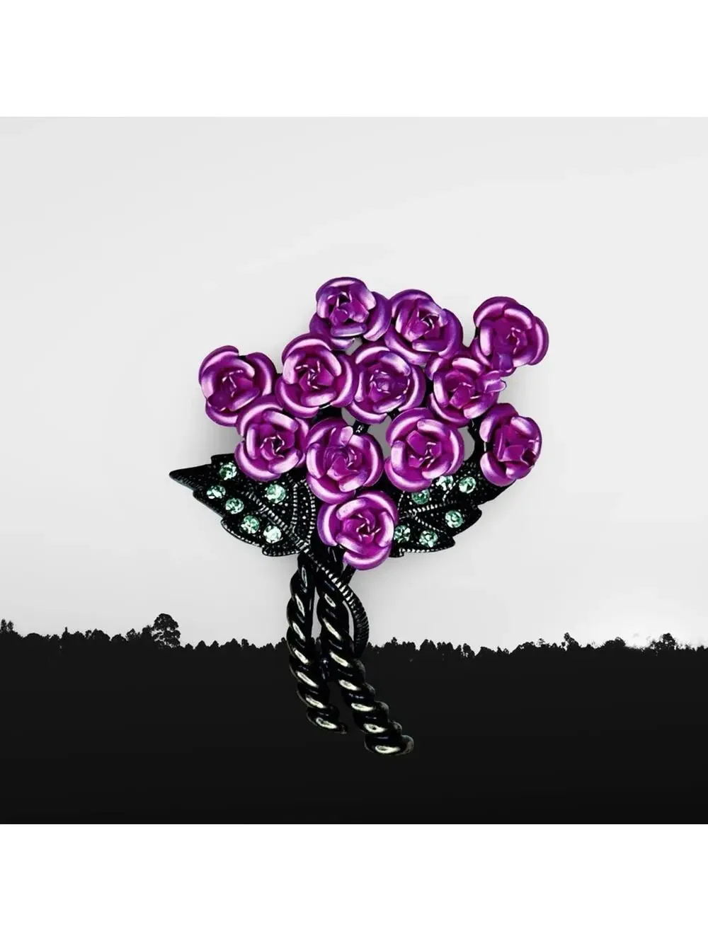 191. Purple Rose Enamel Brooch